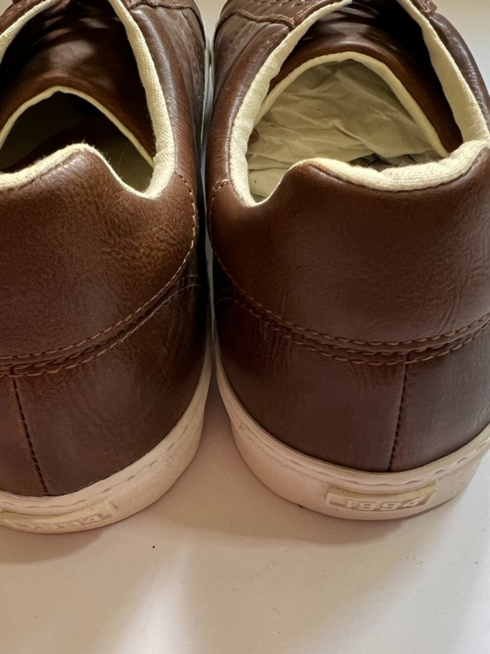 Old Navy Men's Faux Leather Cognac Brown Sneakers M 10.5 - Picture 2 of 6